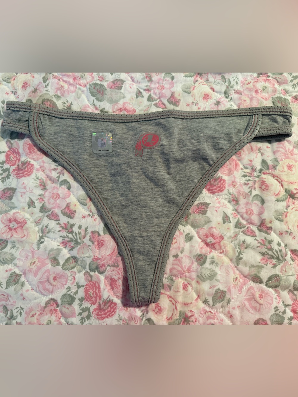 🏈NFL Team Apparel Washington Vintage Women's Heather Gray Thong Panties Pink